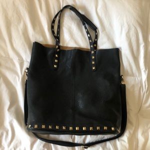 Black studded tote